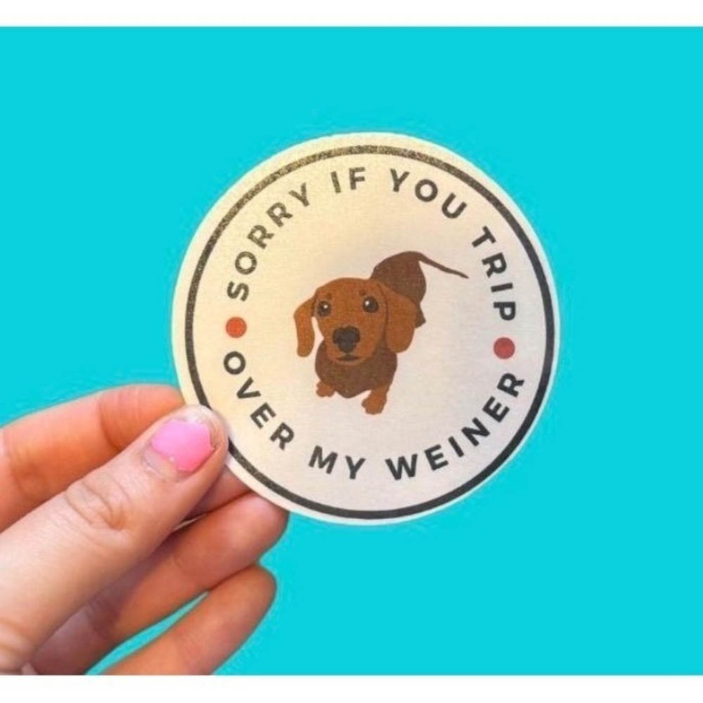 Sorry If You Trip Over My Weiner Dachshund Sticker Funny Doxie Dog Vinyl Decal